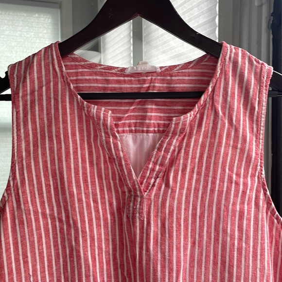 EUC linen blend red and white dress size l - Picture 3 of 5